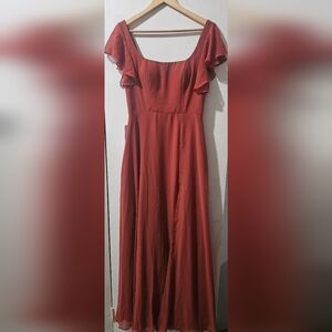 Azazie Long Dress In Terracotta
